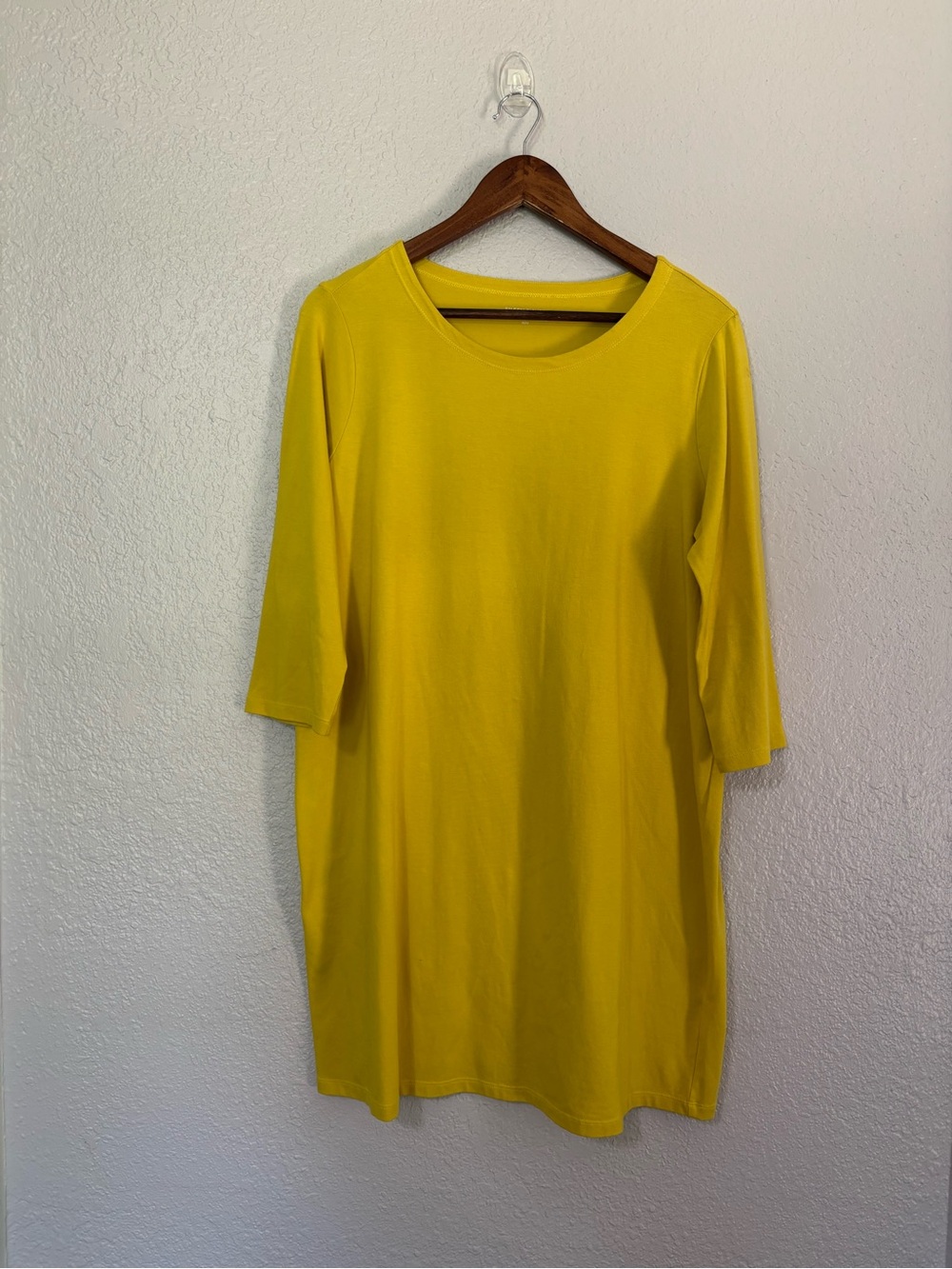 Eileen Fisher Yellow Knit Tunic 3/4 Sleeve Dress